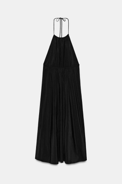 ZARA СВОБОДНОЕ ПЛАТЬЕ С ГОРЛОВИНОЙ ХАЛТЕР, ЧЕРНЫЙ