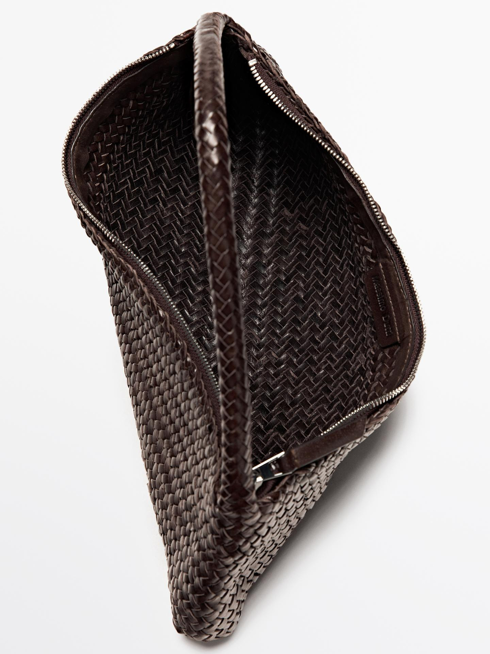 Massimo Dutti Плетеная сумка из кожи наппа, коричневый
