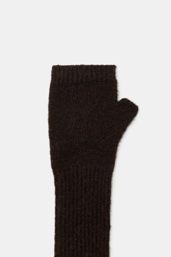 ZARA ДЛИННЫЕ ТРИКОТАЖНЫЕ МИТЕНКИ, КОРИЧНЕВЫЙ