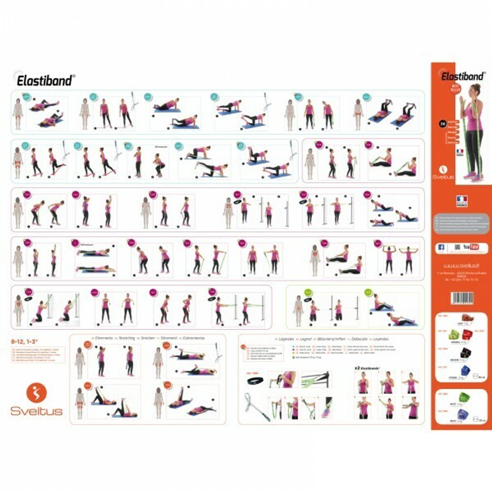 Эспандер Sveltus Elastiband Multi Original 15 кг фиолетовый, постер/ упаковка