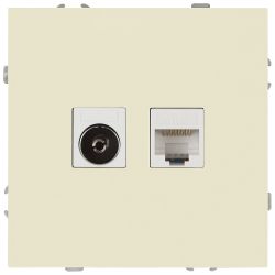 Розетка ЭРА Galaxy 15-3110-02 комбинированная RJ45+TV IP20 слоновая кость | Эра Galaxy