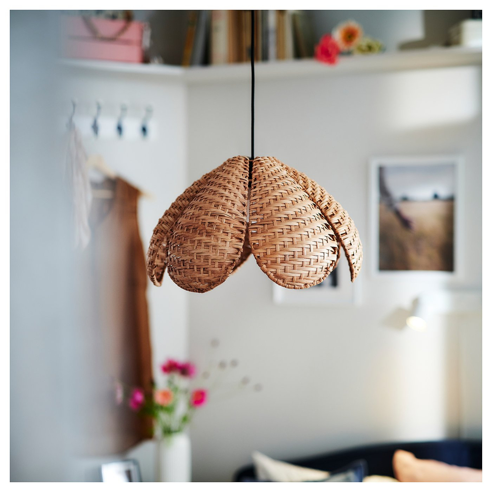 IKEA SANDKORN  (ИКЕА САНДКОРН)  -  / HAVSDJUP Подвесной светильник - ручная работа, ротанг/чёрный 45 см