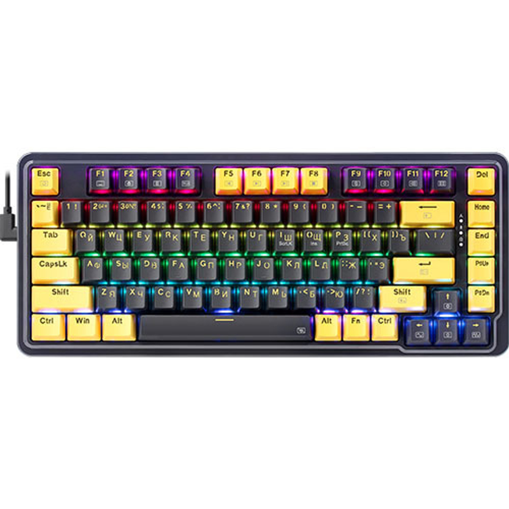 Клавиатура Defender Elf, USB, RGB, фиолетовый + желтый (механическая)