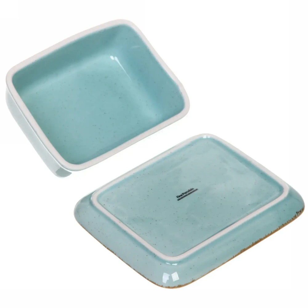 Масленка керамическая «Tiffany Blue» 16,5*13*7,8см