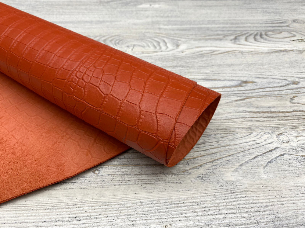 Кожа Capra Crocco Orange оранжевая