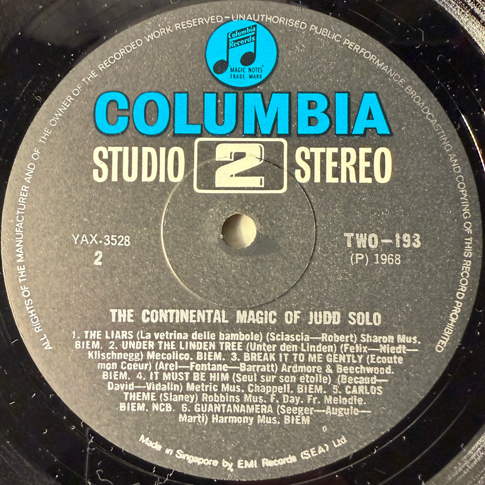 Judd Solo ‎– The Continental Magic Of Judd Solo (Англия 1968г.)