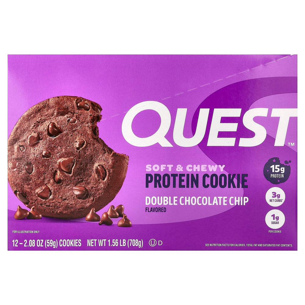 Quest Nutrition, Protein Cookie, двойная шоколадная крошка, 12 штук, 59 г (2,08 унции)