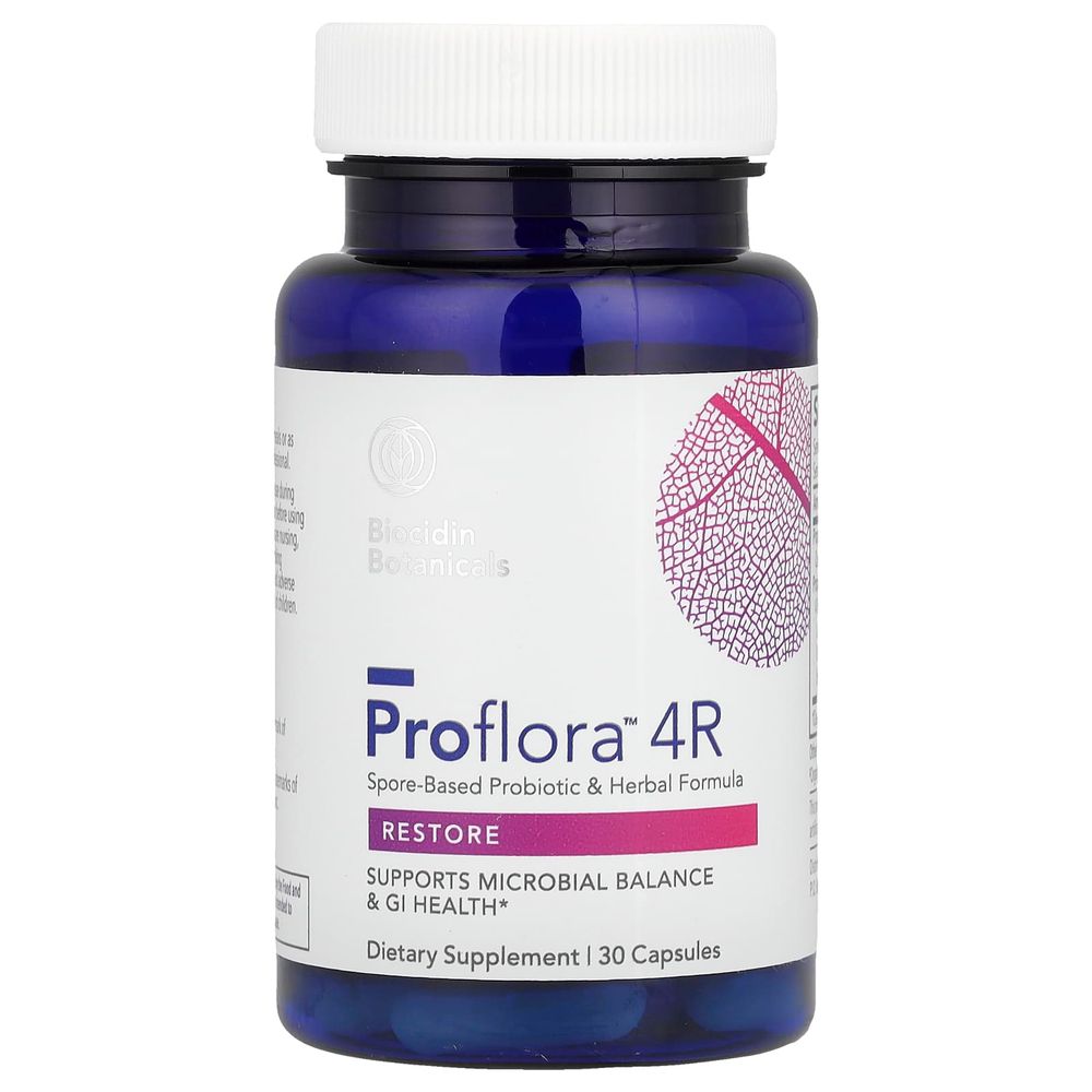 Biocidin Botanicals, Proflora™ 4R, пробиотик на основе спор и растительная формула, 30 капсул