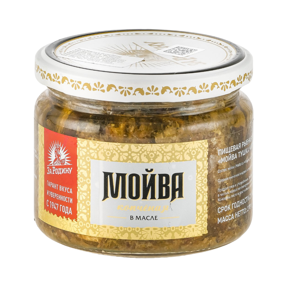 Мойва тушка копч. в масле "За родину" 270гр.