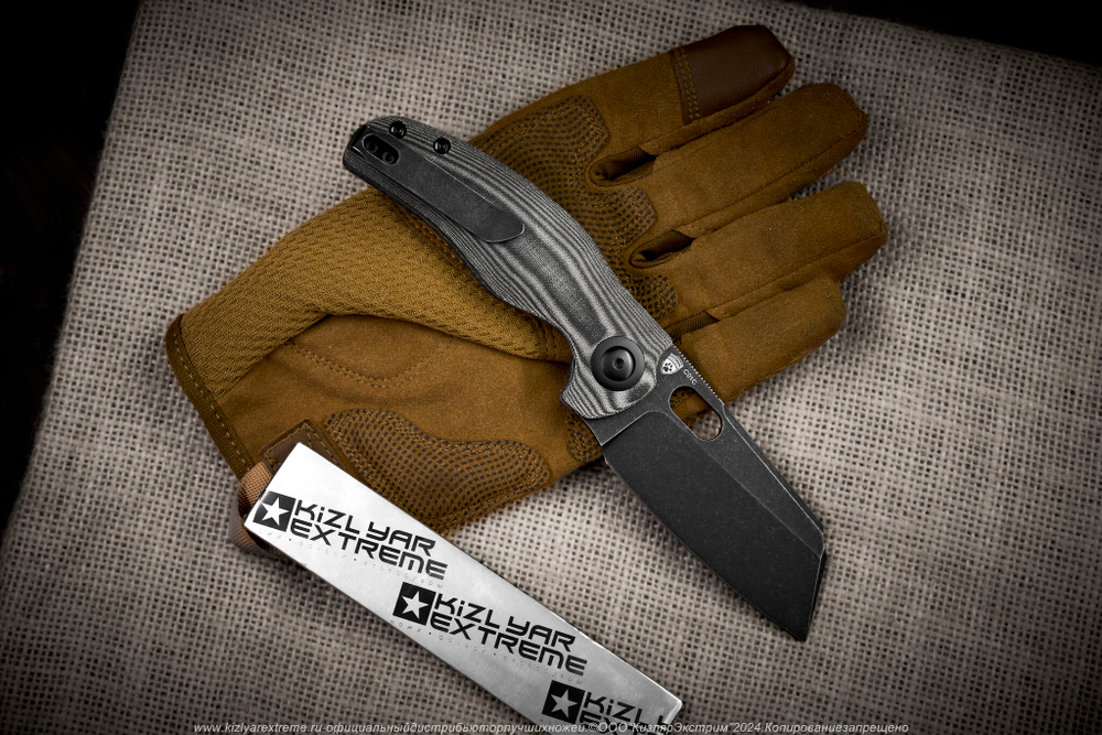 Складной нож Kizer С01С 154CM Черное Покрытие сталь рукоять Микарта