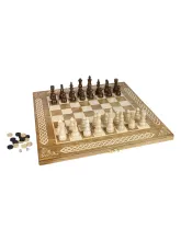 Шахматы + Шашки + Нарды 3 в 1 "Амбассадор 3", 50 см, ясень, Partida