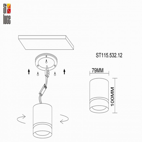 Накладной светодиодный светильник  ST Luce ST115.532.12, 12W 3000K