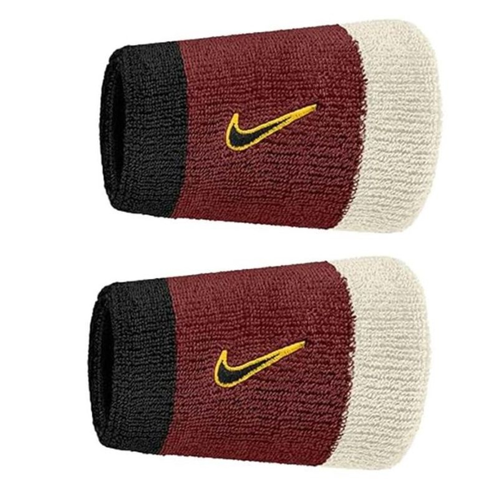 Теннисные напульсники Nike Swoosh Double Wide 2P - cream/burgundy/black
