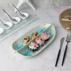 Блюдо овальное 32,8*15 см h4,5 см менажница 2 секции Sea Blue Frutti di Mare P.L. [1]