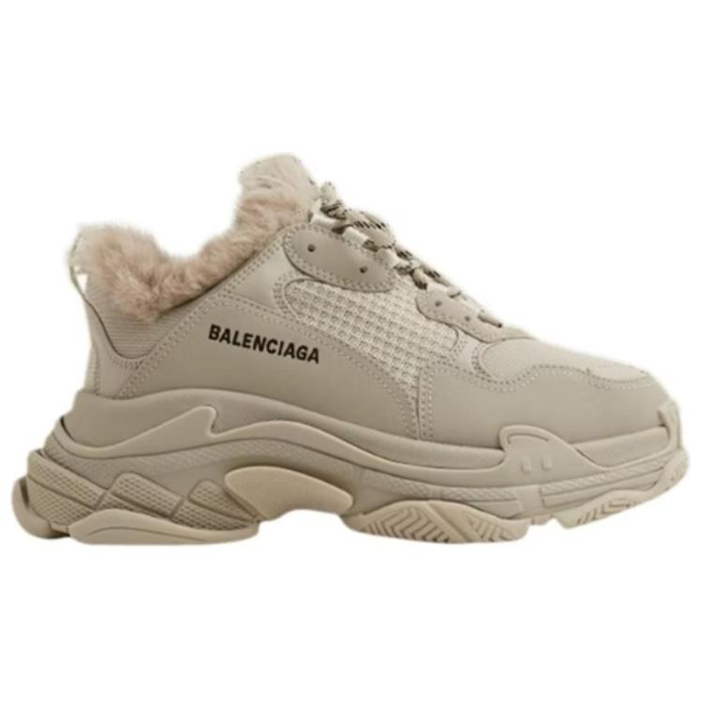 Balenciaga Triple S Fake Fur Beige Women"s