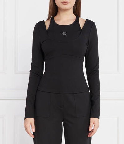 Блузка DOUBLE LAYER MILANO CALVIN KLEIN JEANS - черный(J20J221416)