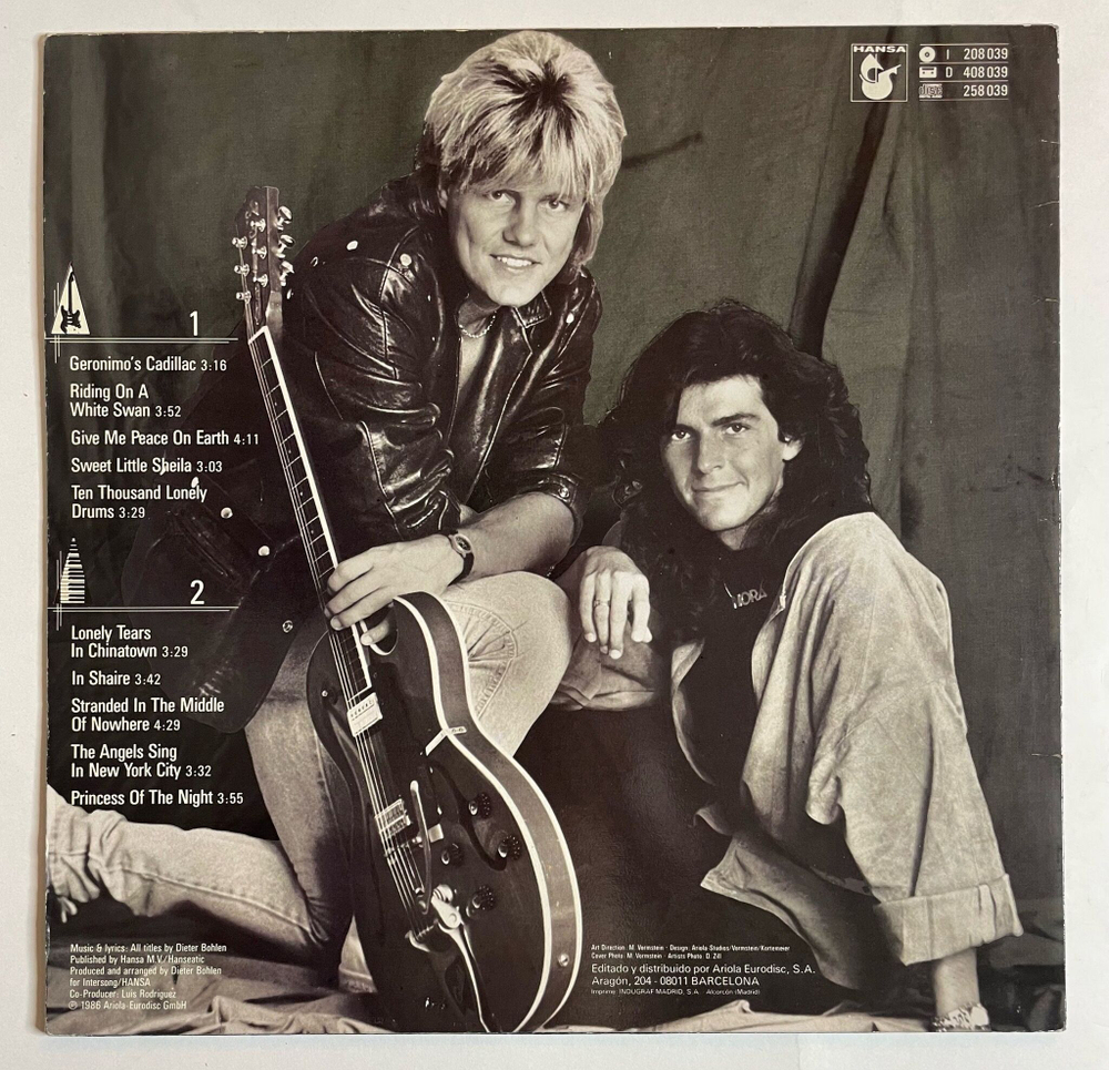 Винтажная виниловая пластинка LP Modern Talking In The Middle Of Nowhere The 4th Album (Spain 1986)