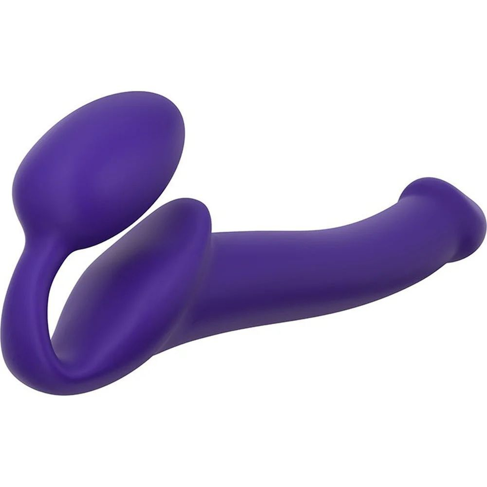 Фиолетовый безремневой страпон Silicone Bendable Strap-On - size S (Цвет: фиолетовый)