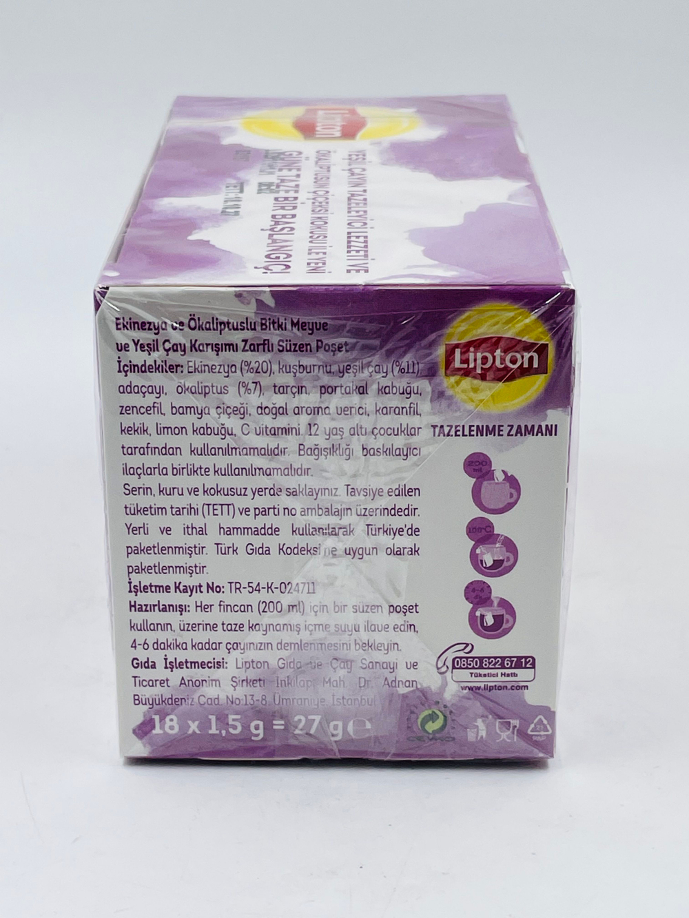 Чай зеленый Lipton Refreshing Time/Время взбодриться с эхинацеей и эвкалиптом,18 пакетиков, 27 г (Турция)