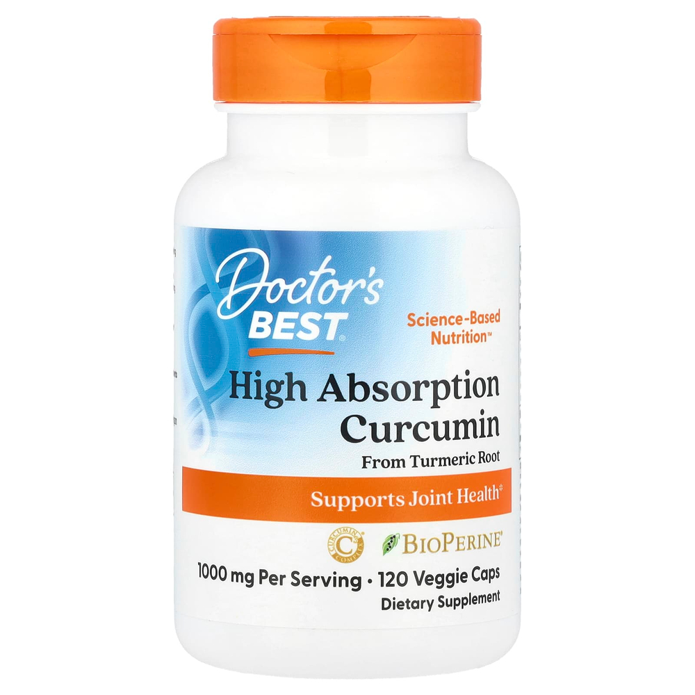 Doctor's Best, высокоусвояемый куркумин, 120 растительных капсул