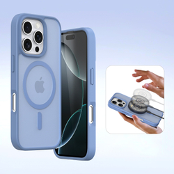 Чехол кошелек из TPU кожи светло-синего цвета (Light Blue) от Dux Ducis для iPhone 16 Pro, серия Lawa Series Case