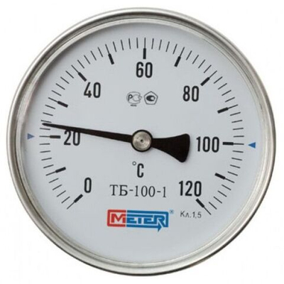 Термометр биметаллический осевой Дк100 120С L60мм G1/2" ТБ-100-1 Метер