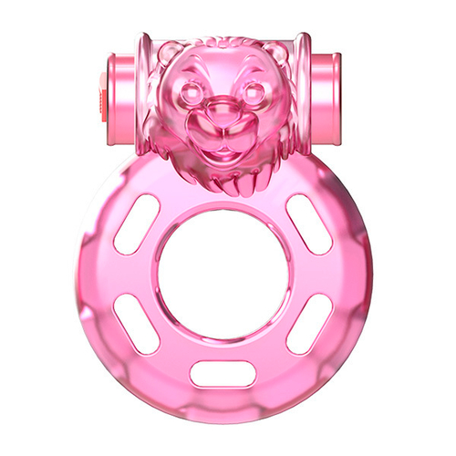 Розовое эрекционное кольцо с вибрацией 3,5х4,5см Baile Pink Bear Cock Rings BI-010084