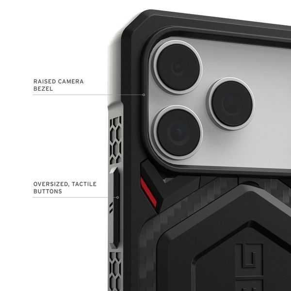 Чехол Uag Monarch Pro Case для iPhone 17 Pro Max, Красный | Carbon Fiber Black/Red