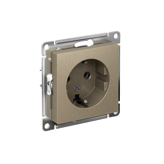 Розетка с заземлением без шторок Systeme Electric AtlasDesign Шампань ATN000543