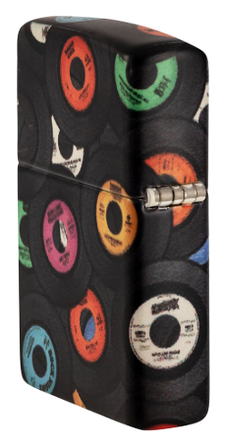 Зажигалка Zippo Records Design с покрытием 540 Matte, латунь/сталь, черная, 38x13x57 мм