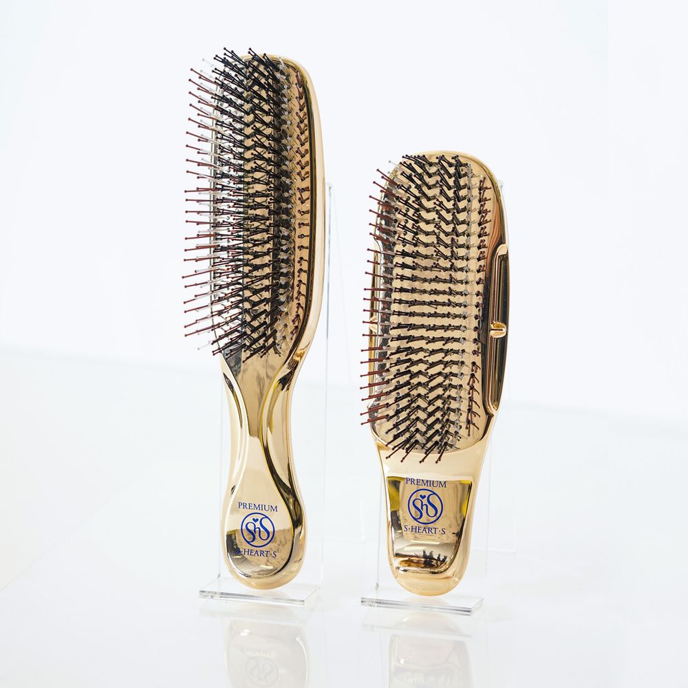 S-HEART-S Расческа Scalp Brush PREMIUM (золото с длинной ручкой)