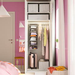 IKEA STUK  (ИКЕА СТУК)  -  Подвесные полки, 7 отделений - белый/чёрный 30x30x90 см