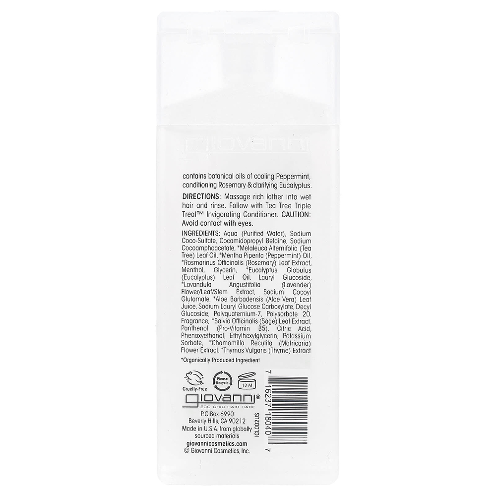 Giovanni, Tea Tree Triple Treat, укрепляющий шампунь, для всех типов волос, 60 мл (2 жидк. унции)