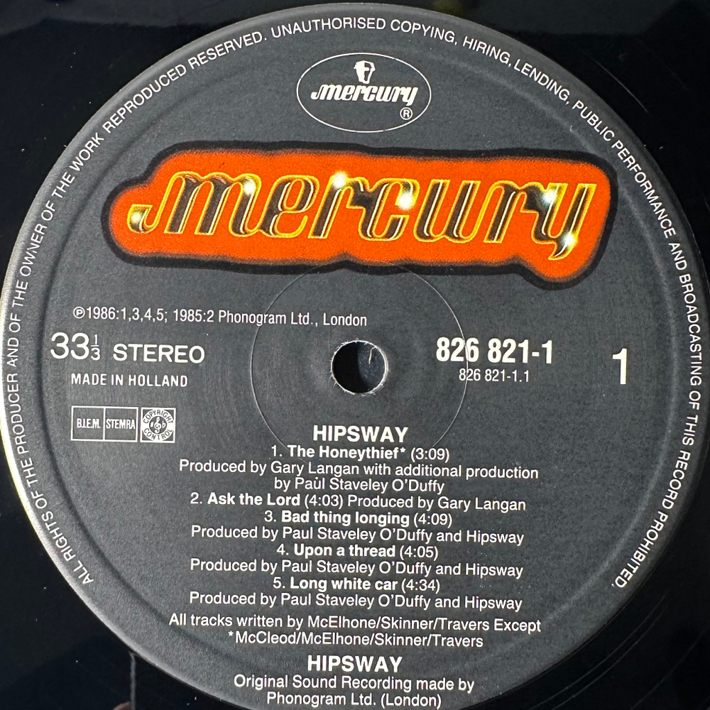 Hipsway ‎– Hipsway (Голландия 1986г.)