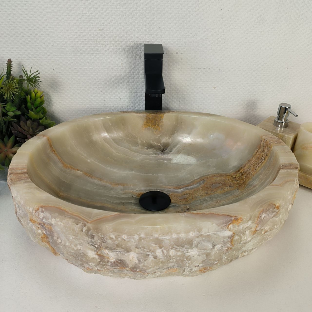 Раковина из оникса Erozy Green EO-64256 52x41x15 из натурального камня