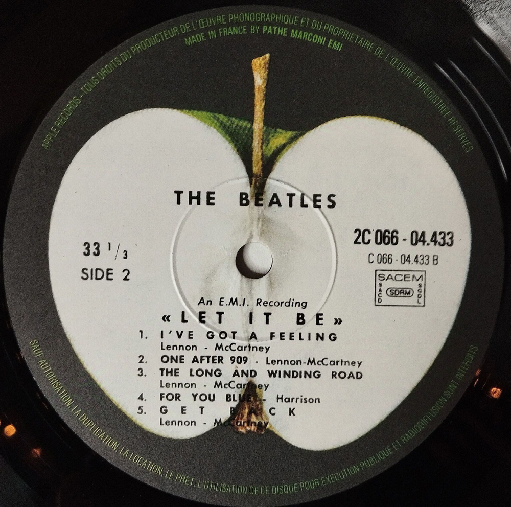 Винтажная виниловая пластинка LP The Beatles Let It Be (France 1978)