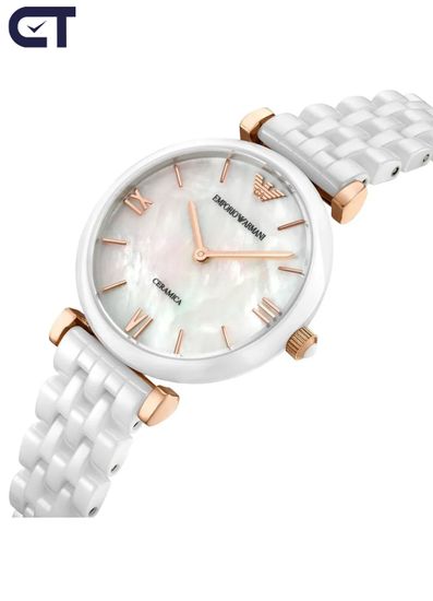 Emporio Armani AR1486 Ceramica женские наручные часы — белая керамика и перламутровый циферблат