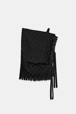 ZARA АCИММЕТРИЧНЫЙ ТОП — ZW COLLECTION, ЧЕРНЫЙ
