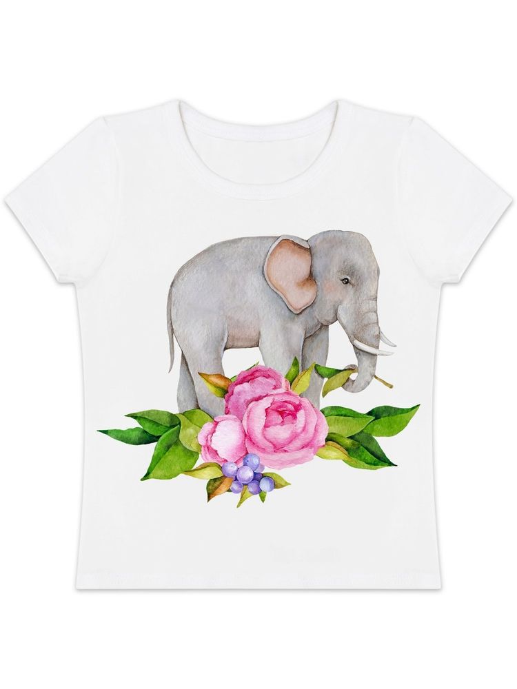 Футболка "Слоник в пионах"