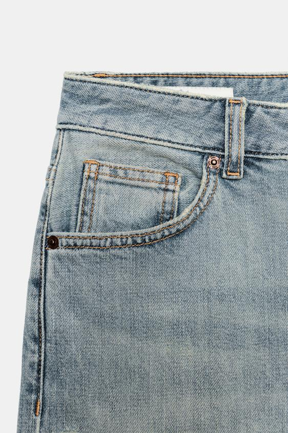 ZARA ДЖИНСЫ TRF С НИЗКОЙ ПОСАДКОЙ И ОТВОРОТАМИ, СЕРО-СИНИЙ