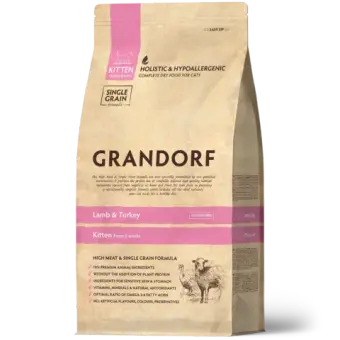 Сухой низкозерновой корм GRANDORF CAT Lamb&Turkey KITTEN, Ягненок с индейкой для котят 8кг
