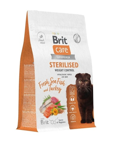 Brit Care Cat Sterilised Weight Control Морская рыба/Индейка для кошек 1,5 кг