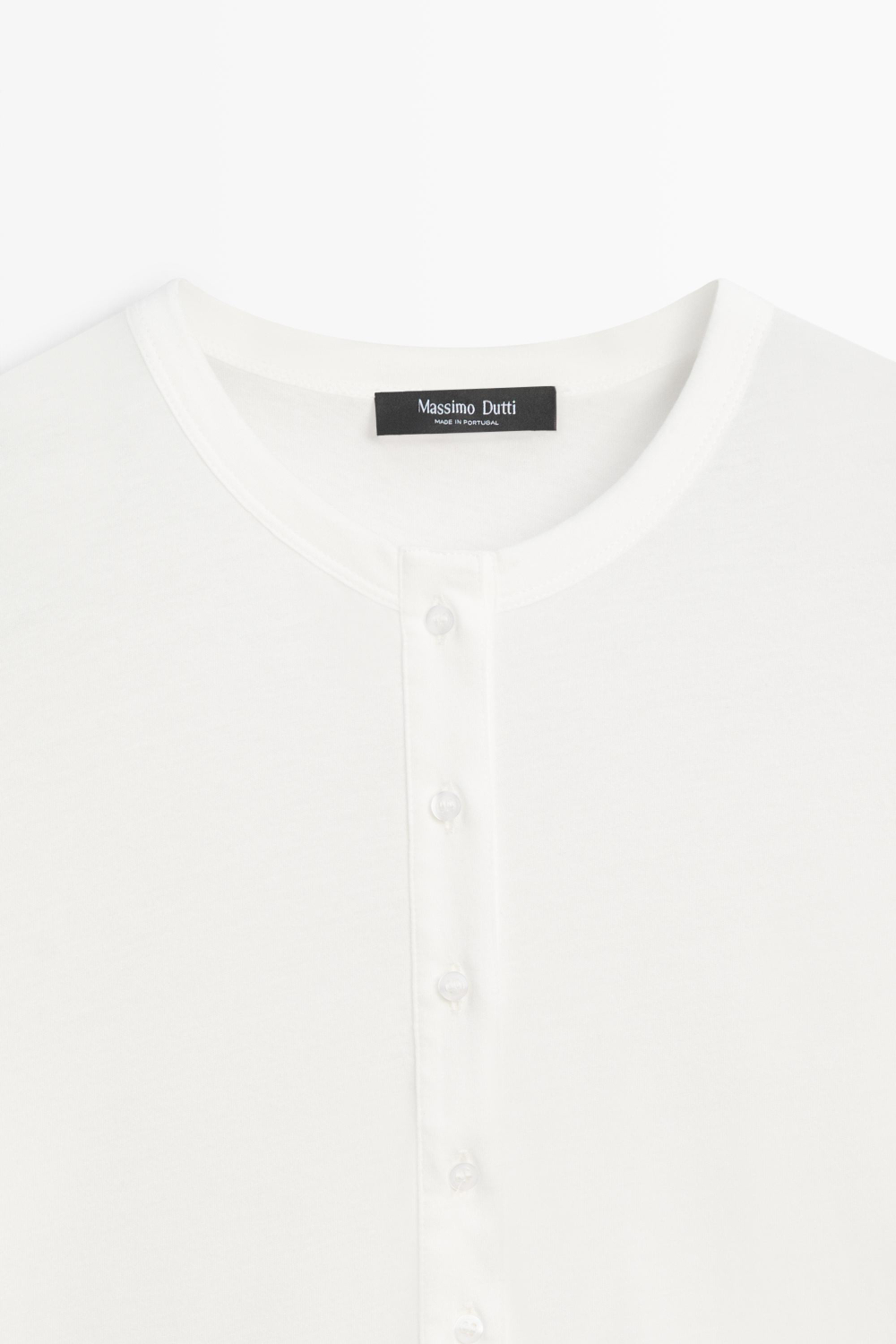 Massimo Dutti Футболка-хенли из 100% хлопка, белый