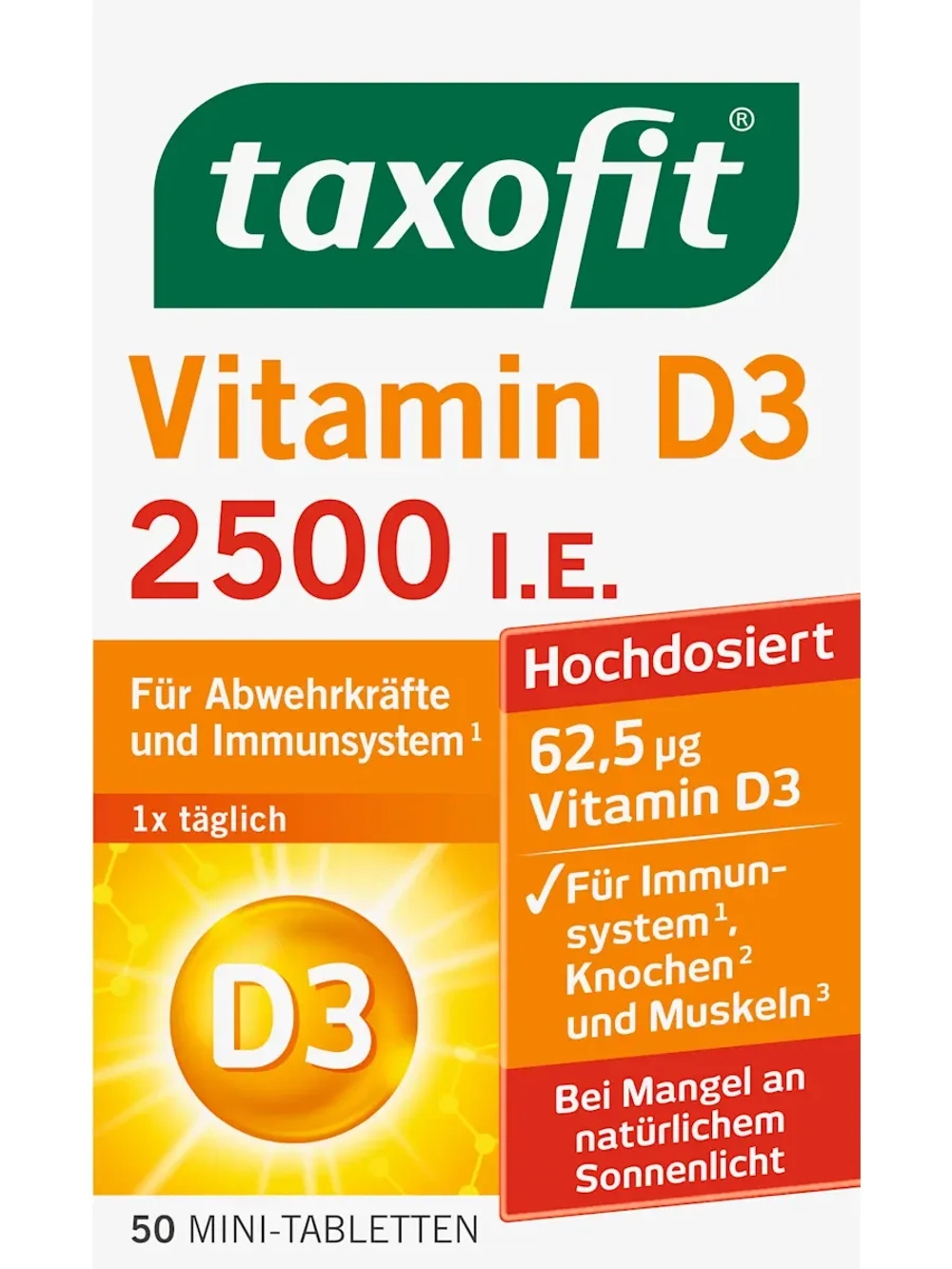 taxofit Витамин D3 2500 50 шт, 7,7 г