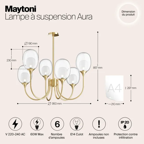 Потолочная люстра Aura MOD016PL-06BS Maytoni