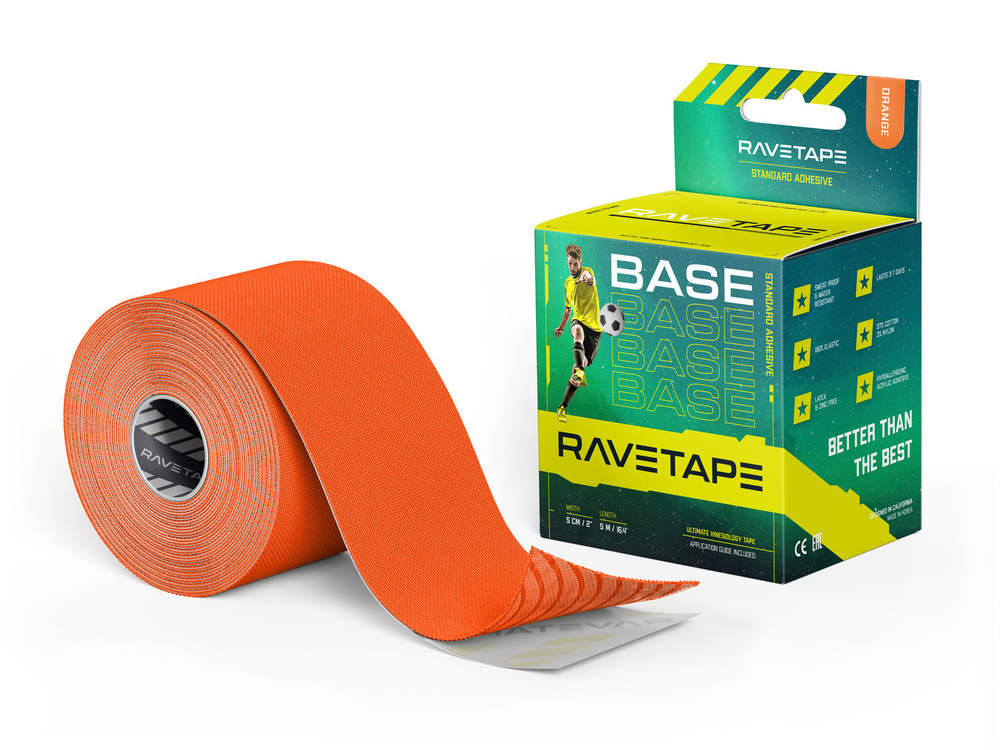 Кинезиотейп RaveTape BASE 5×5 — Оранжевый (ORANGE)