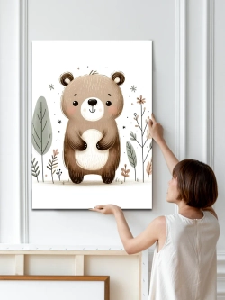 Картина Мишка в зимней сказке в детскую 50x70см 1шт.