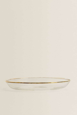 ZARA HOME ТАРЕЛКА ИЗ БОРОСИЛИКАТНОГО СТЕКЛА С ОБОДКОМ, ЗОЛОТИСТЫЙ