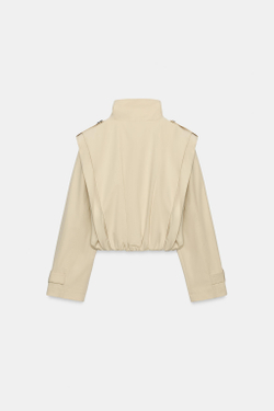 ZARA УКОРОЧЕННЫЙ ТРЕНЧ СО СКЛАДКАМИ, ПЕСОЧНЫЙ