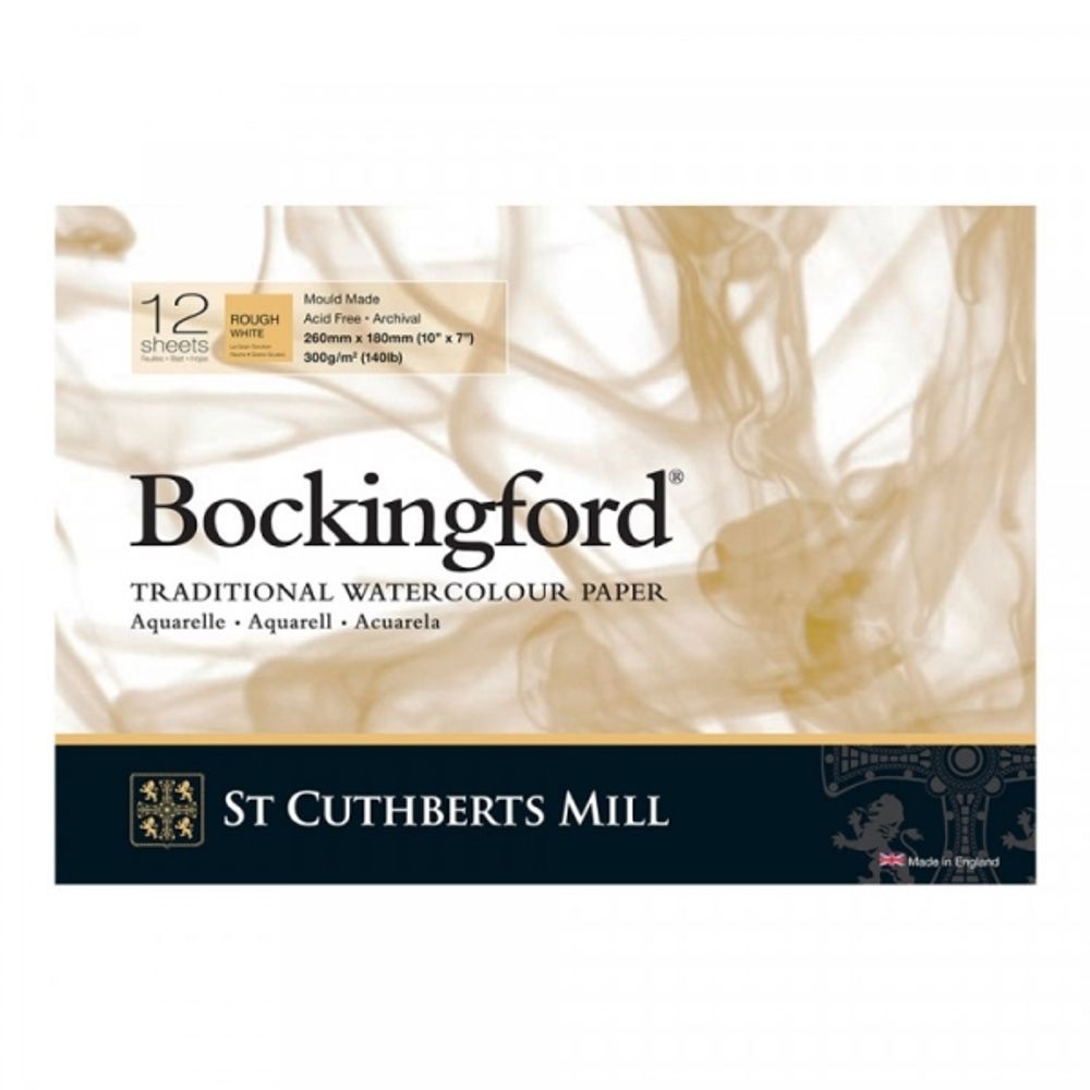 Альбом для акварели Bockingford Rough 300 г/м², 18х26 см, склейка с одной стороны 12 л, крупнозернистая, St. Cuthberts Mill T47430001011B